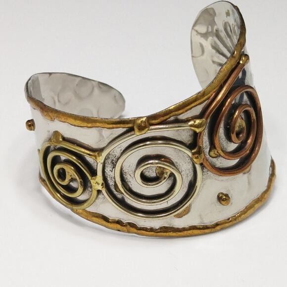 Artisan Mixed Metal Handmade Cuff Bracelet, 6 3/8 Inches - Picture 6 of 9